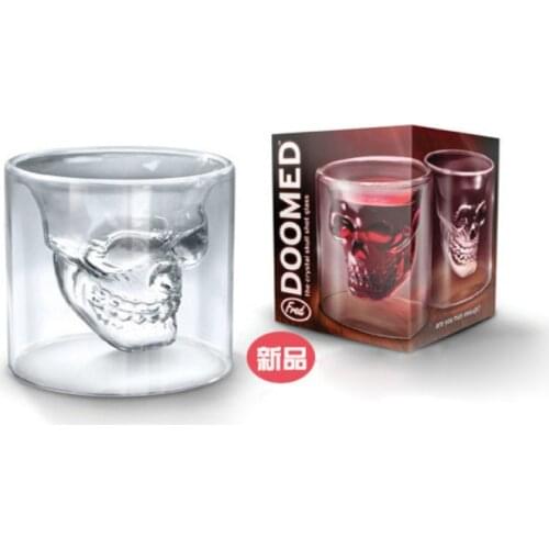 4 sizes Two ways Shot Transparent Crystal Skull Head Glass Cup For Whiskey Wine Vodka Bar Club beer wine glass