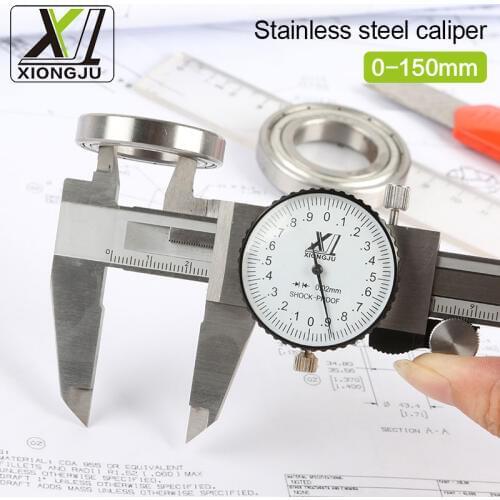 Free shipping Stainless steel Vernier Caliper Dial Caliper Dial Gauge Caliper 0.02 mm Double Shock proof 150 mm dial caliper