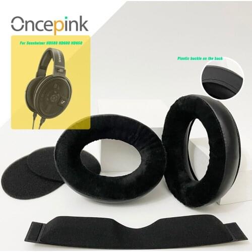 Oncepink Replacement EarPads Headband For Sennheiser HD580 HD600 HD650 Headphone Ear Cover Upgrade Thicken Velvet Repair Parts