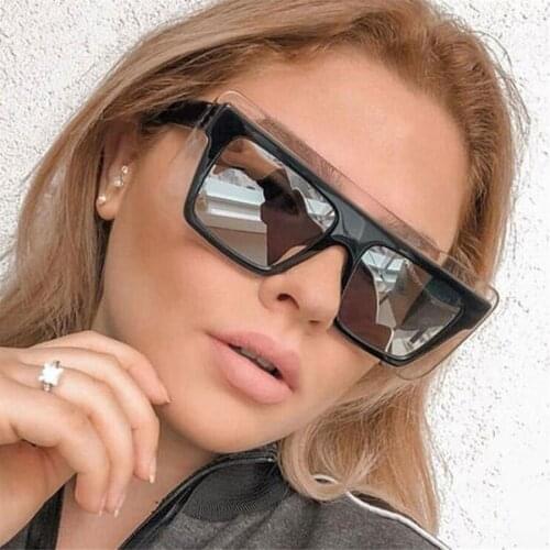 2020 New Square Sunglasses Women Men Vintage Brand Designer Big Frame Gradient Sun Glasses Flat Top Mirrors Female Shades Oculos