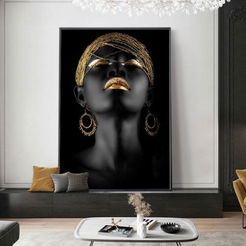 Modern Black Woman Model Canvas Prints Painting Wall Art Poster and Prints Pictures Home for Living Room Gallery Decoration