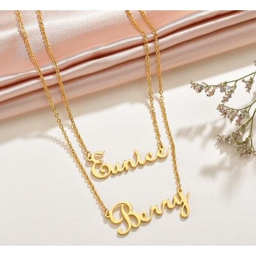 Custom Personalized Double Link Name Necklace For Couple Love Stainless Steel Personalized Necklaces Birthday Anniversary Gift