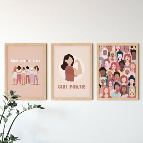 Nordic Canvas Painting Feminist Gift Empowered Women Rainbow Wall Art Abstract Posters Prints Pictures Living Room Home Decor