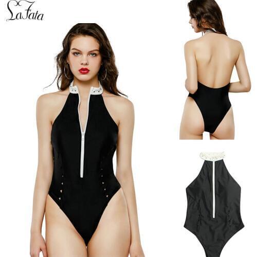 Zip Front Cutout Backless Hot Sale Women Swimsuit One Piece