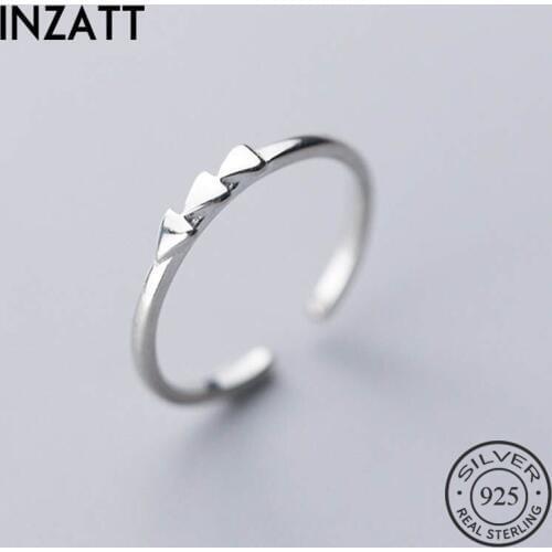 INZATT Real 925 Sterling Silver Minimalist Triangle Ring For Fashion Women Party Cute Fine Jewelry Accessories Birthday Gift