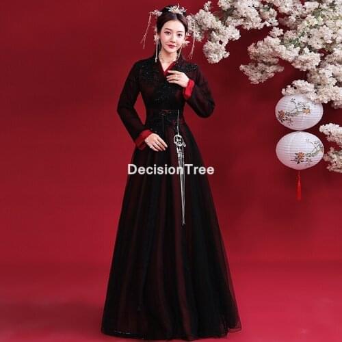 2021 woman stage dance dress chinese traditional costumes year adult tang suit performance hanfu female cheongsam dress