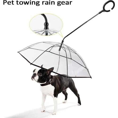 Dog Umbrella Walking Dog In Rainy Day Traction Rope Transparent PET Dog Traction Appliance Adjustable Steering Pet Rain Gear