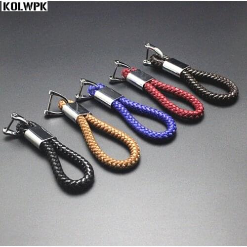 1pcs Car Styling Braided Leather Strap Keychain Key ring for Volvo S40 S60 S70 S80 S90 V40 V50 V60 V90 XC60 XC70 XC90