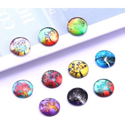 10mm Hot Sale Mixed Glass Cabochons Colorful Photo Various styles Cabochons For Bracelet earrings necklace Bases Settings 50pcs