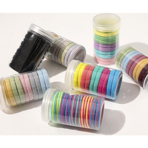 10Pcs/Lot Elastic Hair Ring Girls Black Candy Color Rubber Bands Women Ponytail Holder Hair Bands Rope Solid Hair Accessories