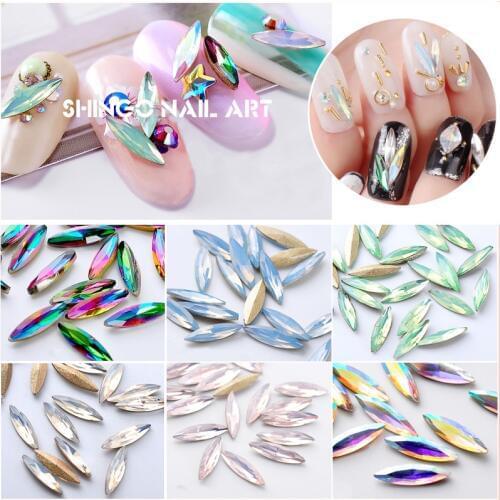 10pcs new year style hot fashion pointed back AB/red/blue/opal horse eye shape nail art crystal top quality nail Rhinestone