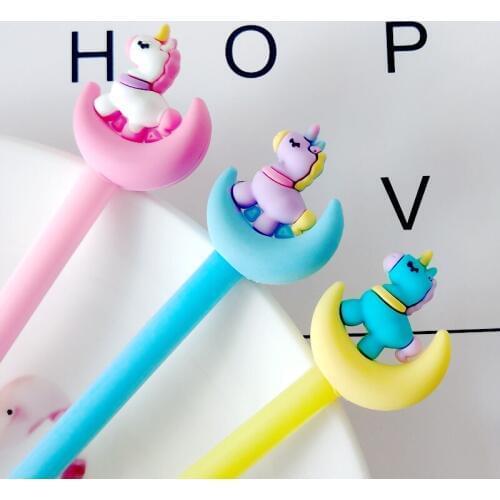50Pcs/lot Creative Moon Unicorn Black Ink Gel Pen Signature Pen Escolar Papelaria School Office Supply Promotional Gift