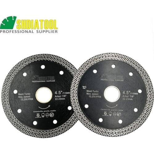 SHDIATOOL Dia 4.5" Hot pressed sintered Mesh Turbo Diamond Saw blade Diamond Wheel Hard material Dry or Wet Cutting Disc 115mm