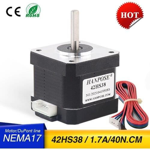 Free shipping 1PCS Nema17 Stepper Motor 38MM 40N.CM 1.5A 42HS38 motor 4-lead for 3D printer CNC 42 motor Nema17 motor