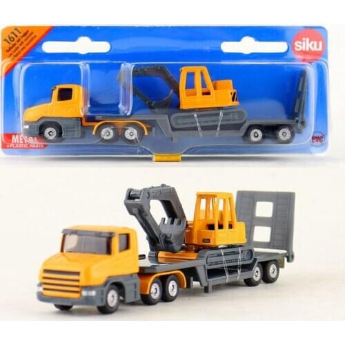 Free Shipping/Siku 1611 Toy/Diecast Metal Model/Platform Truck with Excavator Car/Educational Collection/Gift For Children/Small