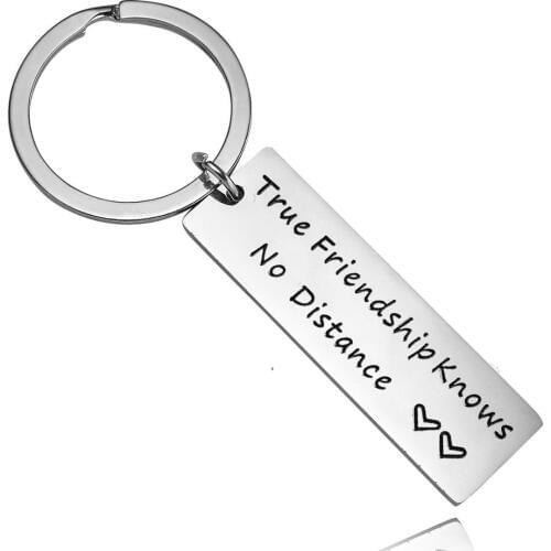 12PC/Lot Stainless Steel True Friendship Knows No Distance Keychain Long Distance Relationship Gifts Key Ring Chain Best Friend