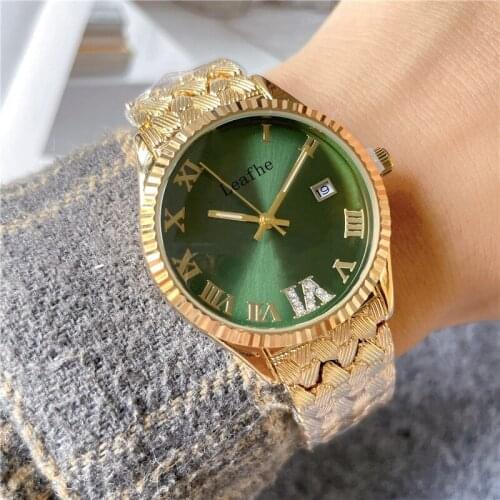 New Diamond Womens Watches Stainless Steel Butterfly Clasp Roman Numeral Quartz Watch Dial Diameter 35mm