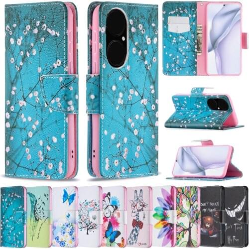 Wallet Case For Huawei P50 P50Pro P40 P40 Lite P40Pro P30/P20 Lite PSmart 2021 Mate 30/20 Lite Cartoon Animal And Plant Patterns