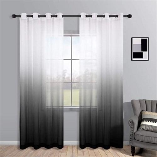 Black Tulle Curtains for Living Room Grommet Drapes Window Sheer Elegant Modern Stylish Curtains for Bedroom Decor