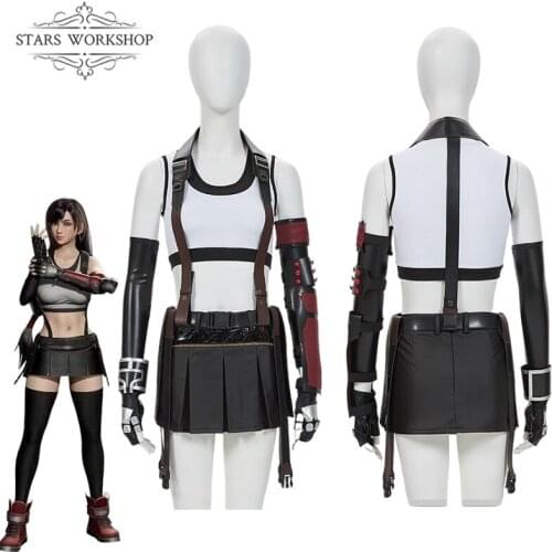 Hot Game Final Fantasy VII Cosplay Tifa Lockhart Cosplay Costume Women Black Fancy Skirt Uniform Halloween Carnival Party Suit