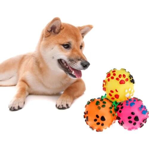 Pet Toy Ball Rubber Soft Footprint Balls Play Interactive Dog Puppy Cat Massage Molar Chew Bite Toys Supplies