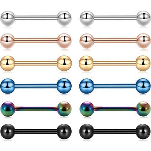 MODRSA 2pcs/lot Stainless Steel Ball Tongue Ring Barbell Bar Tongue Stud Cartilage Septum Piercing Oreja Body Pircing Jewelry