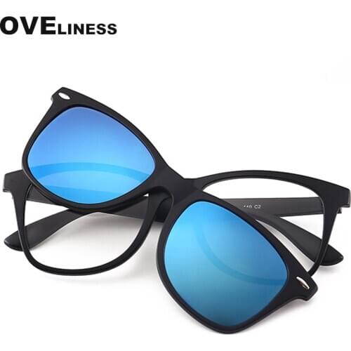Magnetic Sunglasses Round eye glasses frame Men Polarized Clip On Sunglass Women Optical Prescription Myopia eyeglasses eyewear