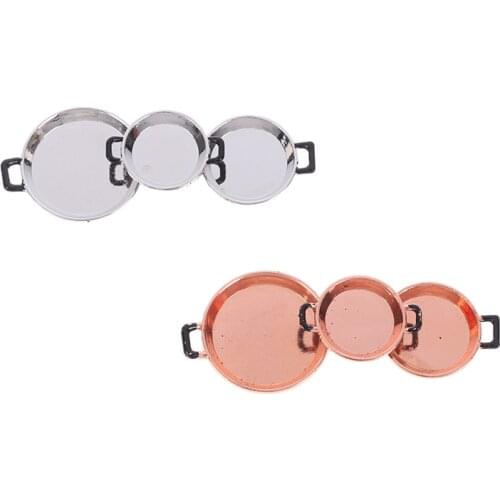 1:12 Scale 3Pcs/Set Dollhouse Miniature Metal Frying Pans Cooking Pot Cookware Kitchen Accessory