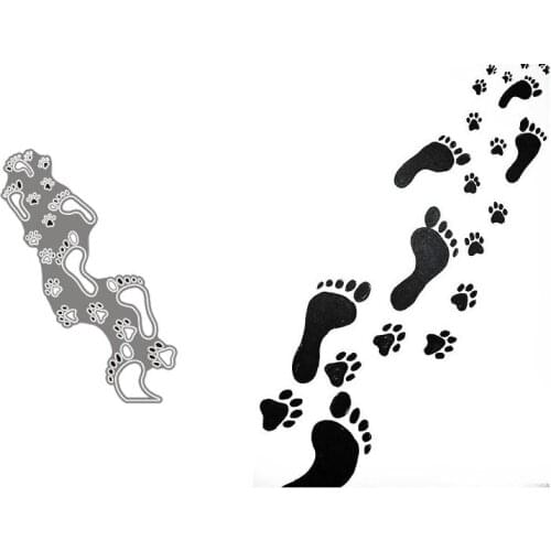 Metal Cutting Dies Human and Animal Footprints Stencils Die Cut for DIY Scrapbooking Album Paper Card Embossing