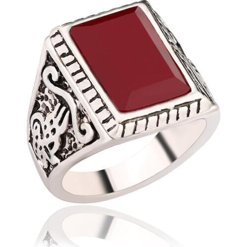 Fashion Black Ring Men Filled AAA Resin Wedding Rings For Women Big Size Vintage Jewelry Silver Color Rings 31071