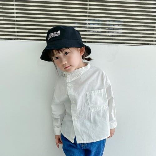 2021 new girls boys shirt cotton linen full sleeve autumn kids top