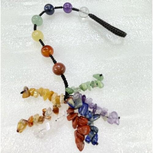 New Natural Gem Stone Quartz Crystal 7 Chakra Irregular Jewelry Making Car Hanging Decoration Healing Reiki Stone Tassel Pendant
