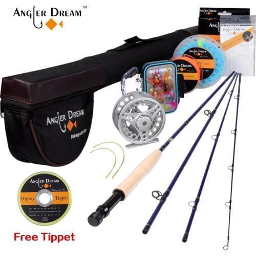 New Streamer Trout Fly Rod 8'4'' 2.5m Portable Travel Telescopic Rod Fly Fishing Pole 3/4WT Metal Reel Set Fly Fishing Rod Combo