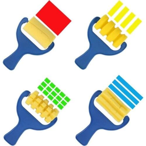 New-Sponge Paint Brushes for Kids, 4 Pack Early Learning Drawing Painting Tools Set for DIY Arts Crafts, Besom Brush