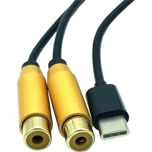 USB Type C Male to Dual RCA Female/Male Stereo Audio Y Splitter Adapter Gold Plated RCA Plugs 80cm USB 3.1 to 2*RCA Cable 0.8m