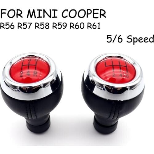 5 6 Speed Car Gear Shift Knob Red Stick Manual Gear Shifter Leather Cover Knob For BMW For MINI COOPER R56 R57 R58 R59 R60 R61
