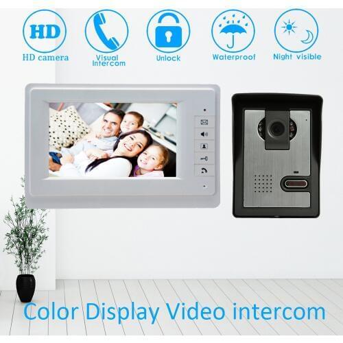 Touch panel 7 Inch Colorful LCD display HD camera Video Door phone Wire Door Bell Access control unlock intercom Surveillance