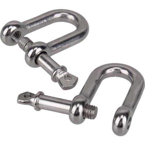 Silver Chain D Rigging Shackle For Boat 1/4" 304 Stainless Steel Dee Type Pack Of 10