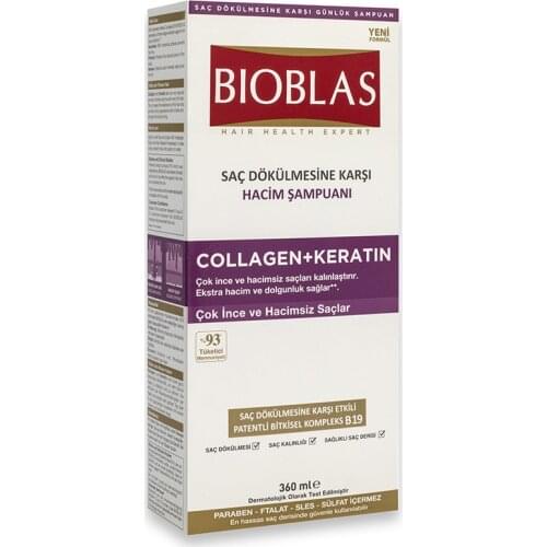 Bioblas Anti Hair Loss Volume Shampoo Collagen + Keratin 360ml Moisturizing Nourishing Volume Anti Hair Loss