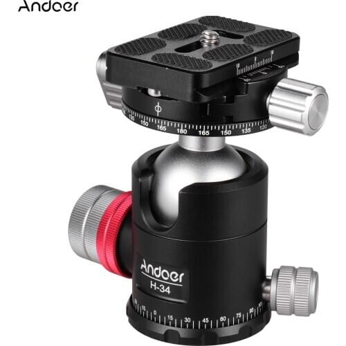 Tripod Ball Head videoDouble Panoramic Head CNC Machining BallHead Single U Notch Design for Tripod Monopod DSLR ILDC Cameras
