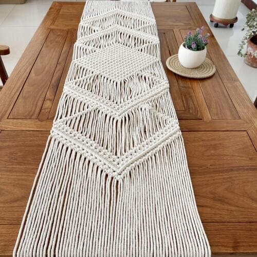 Nordic Table Banner Bohemian Hand Woven Table Banner Tapestry Rope