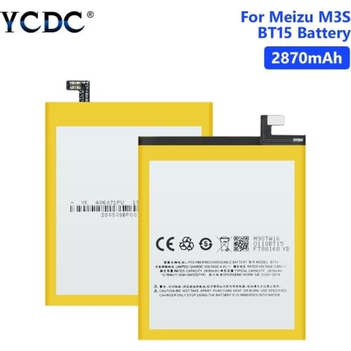 For MEIZU M3S Battery Replacement High Quality 2870mAh Battery Parts For MEIZU M3S BT15 Smart Phone Batteries