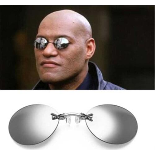 Mini Rimless Sunglasses Clip on Nose Lens Round Glasses Fashion Frameless Vintage Men Eyeglasses Driver Goggles
