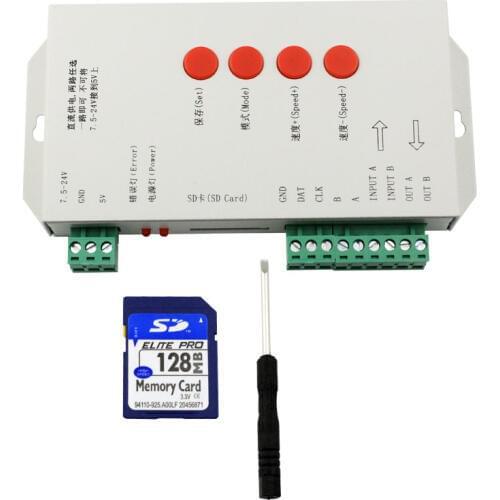 5-24V T1000S SD Card LED Pixel Controller WS2812B 6803 WS2811 RGB LED strip