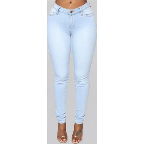 Slim Jeans For Women Skinny High Waist Jeans Woman Blue Denim Pencil Pants Stretch Waist Women Jeans Pants