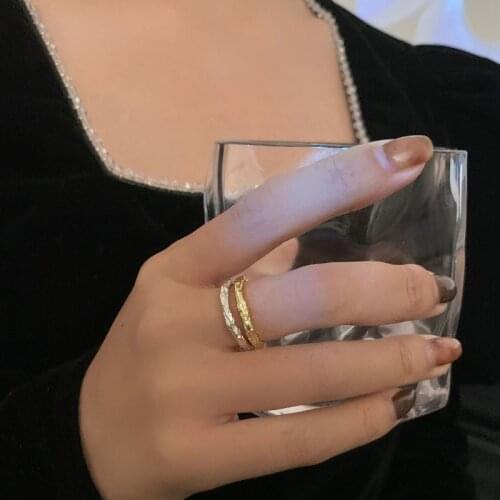 South Korea Minimalist Tin Foil Rings for Women New Fashion Aesthetic Irregular Texture Knuckles Adjustable Jewelry Accessories