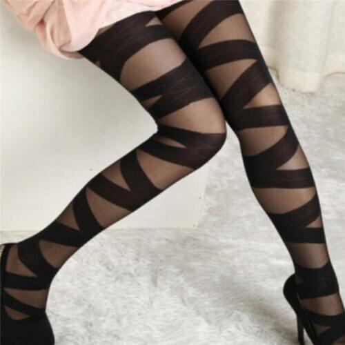 Ladies Sexy Skinny Stockings Women Fashion Goth Rocker Cross Bandage Straps Stockings Hot Sale Quality Stockings For Female
