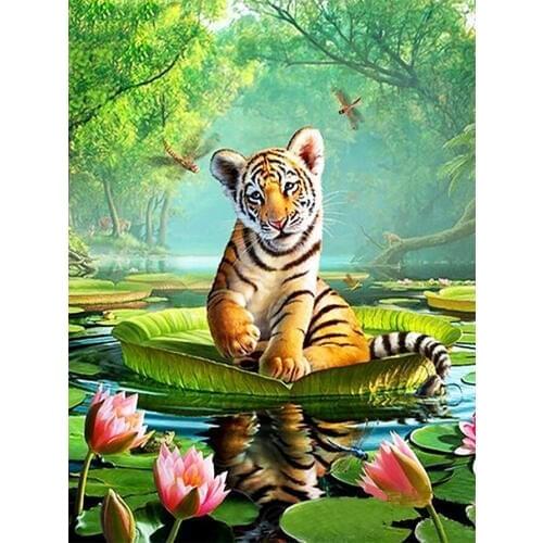 Animal Tiger Diamond Painting Full Round Forest Scenic New DIY Toy Sticking Drill Cross Stitch 5D Embroidery Decorative