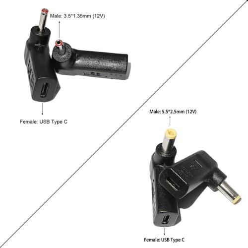 12V USB Type C PD Charging Converter for Jumper Router LED Strip Monitor USB C female to 5.5*2.5 3.5*1.35mm Male Jack Connector