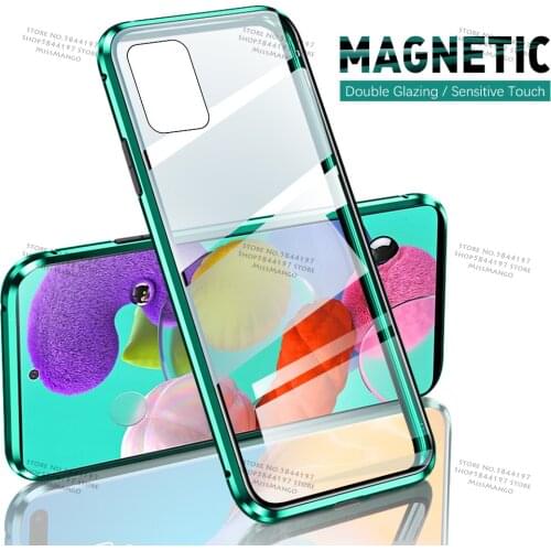 360 Magnetic Adsorption Metal Case For Samsung Galaxy A51 A52 A72 A32 4G 5G A12 A31 A21s M31 Full Double Glass Cover Shell